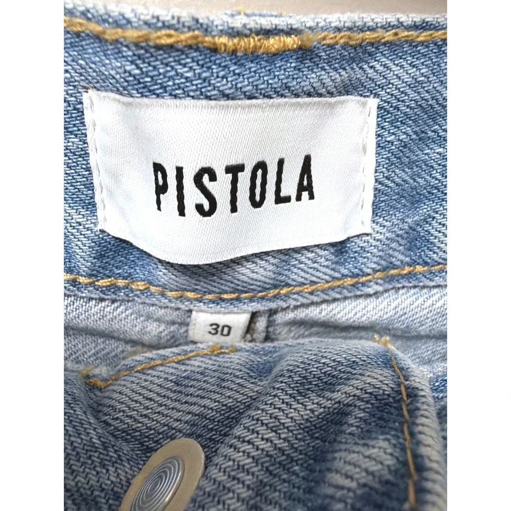 NWT Pistola‎ Distressed Denim Shorts Light Wash Frayed RW Hem 30 Festival Beachy